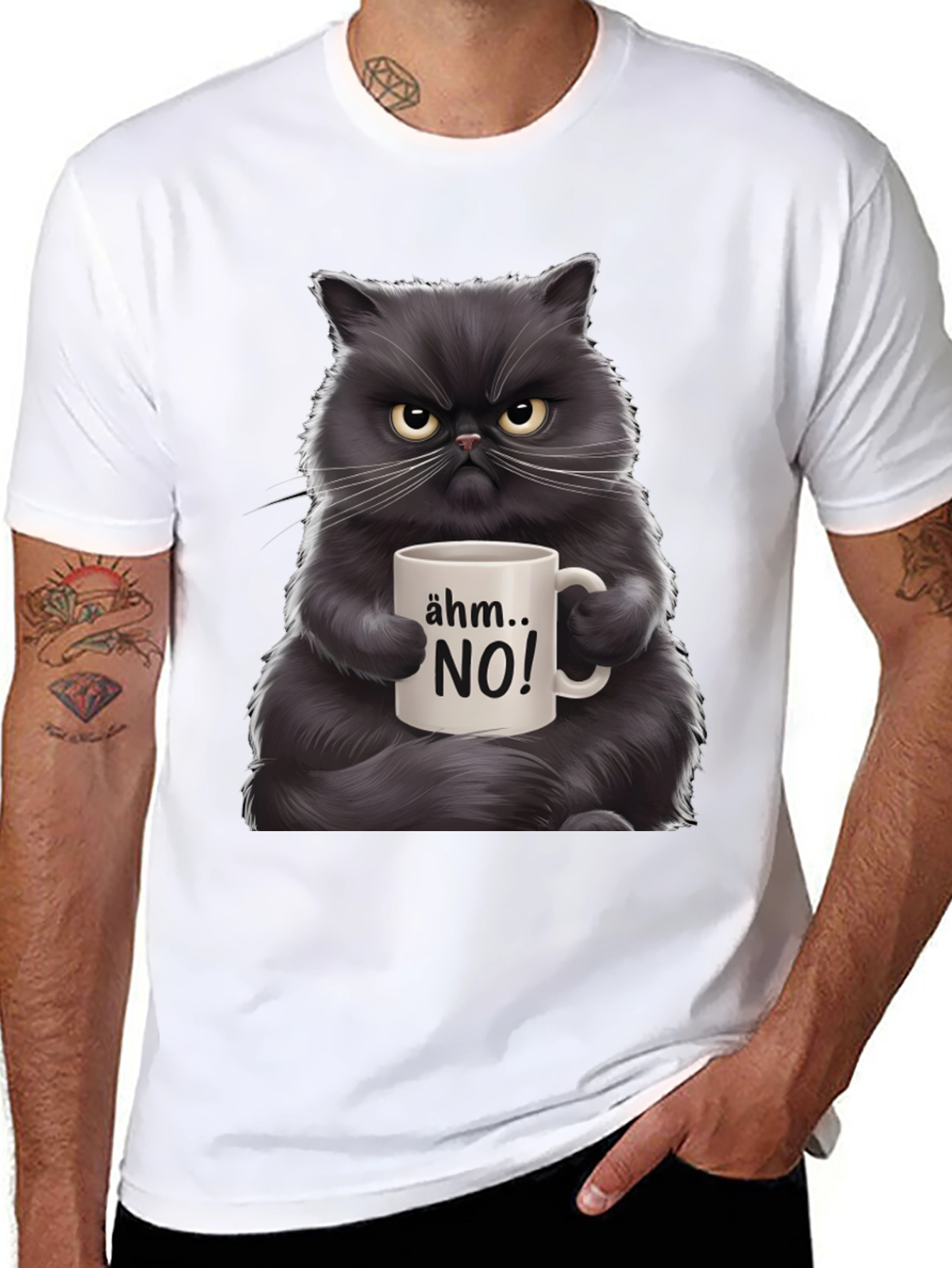 Grumpy Cat Coffee T-Shirt - Ähm... NO!