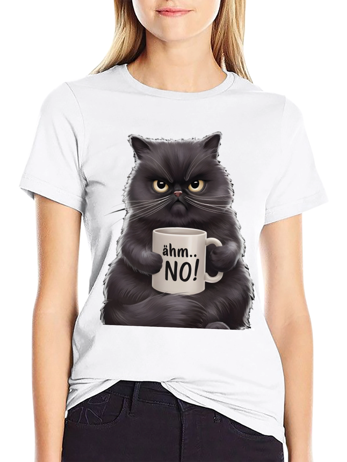 Grumpy Cat Coffee T-Shirt - Ähm... NO!