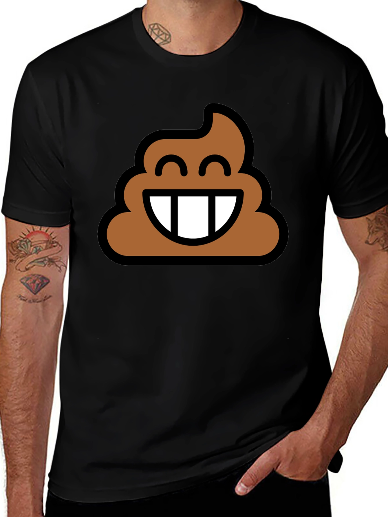 Poop Emoji Graphic Tee - Black