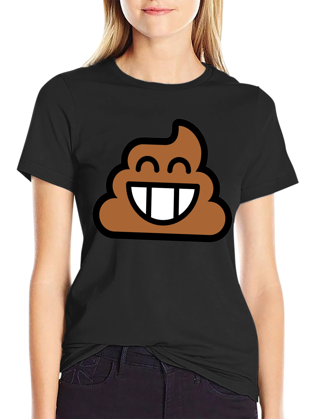 Poop Emoji Graphic Tee - Black