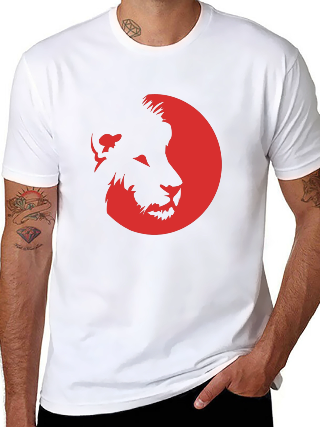 Lion Silhouette Graphic T-Shirt - Black