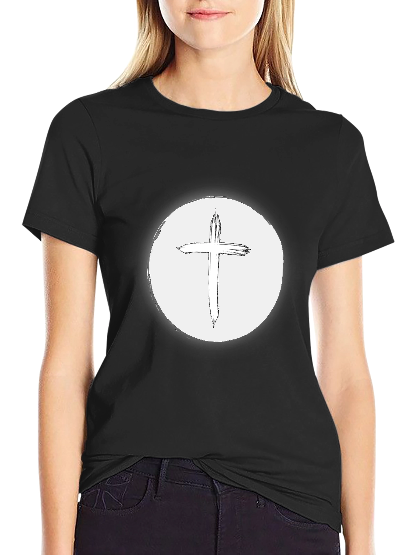 Christian Cross Graphic Tee - Black