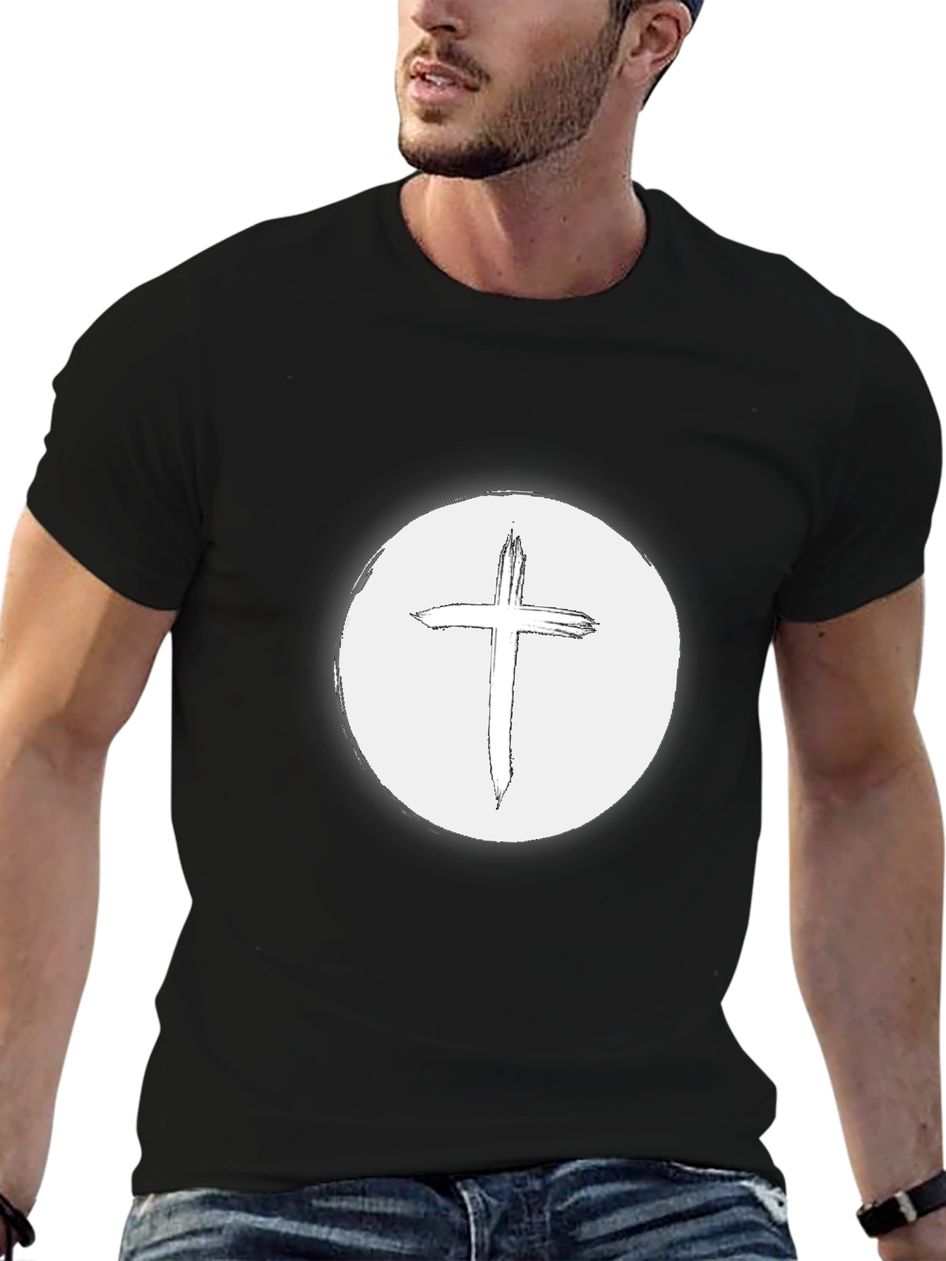 Christian Cross Graphic Tee - Black