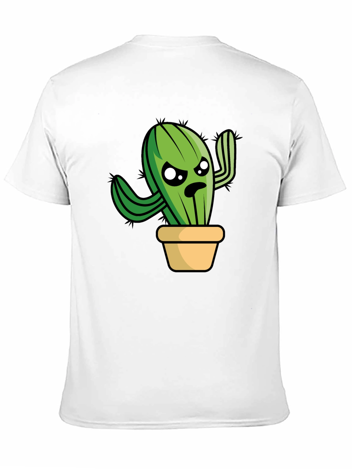 Funny Grumpy Cactus in Pot Graphic T-Shirt