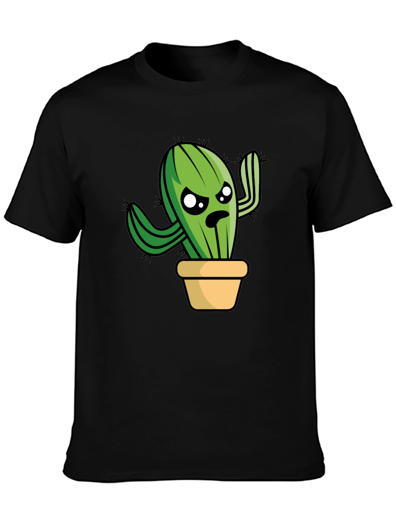 Funny Grumpy Cactus in Pot Graphic T-Shirt