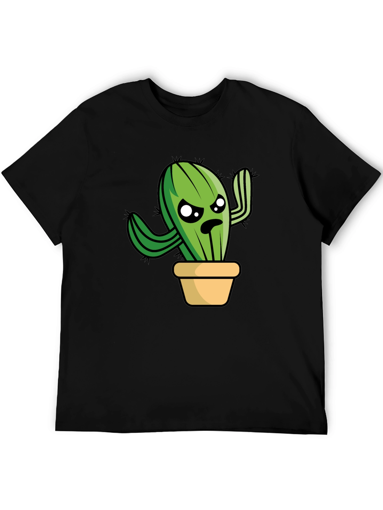 Funny Grumpy Cactus in Pot Graphic T-Shirt