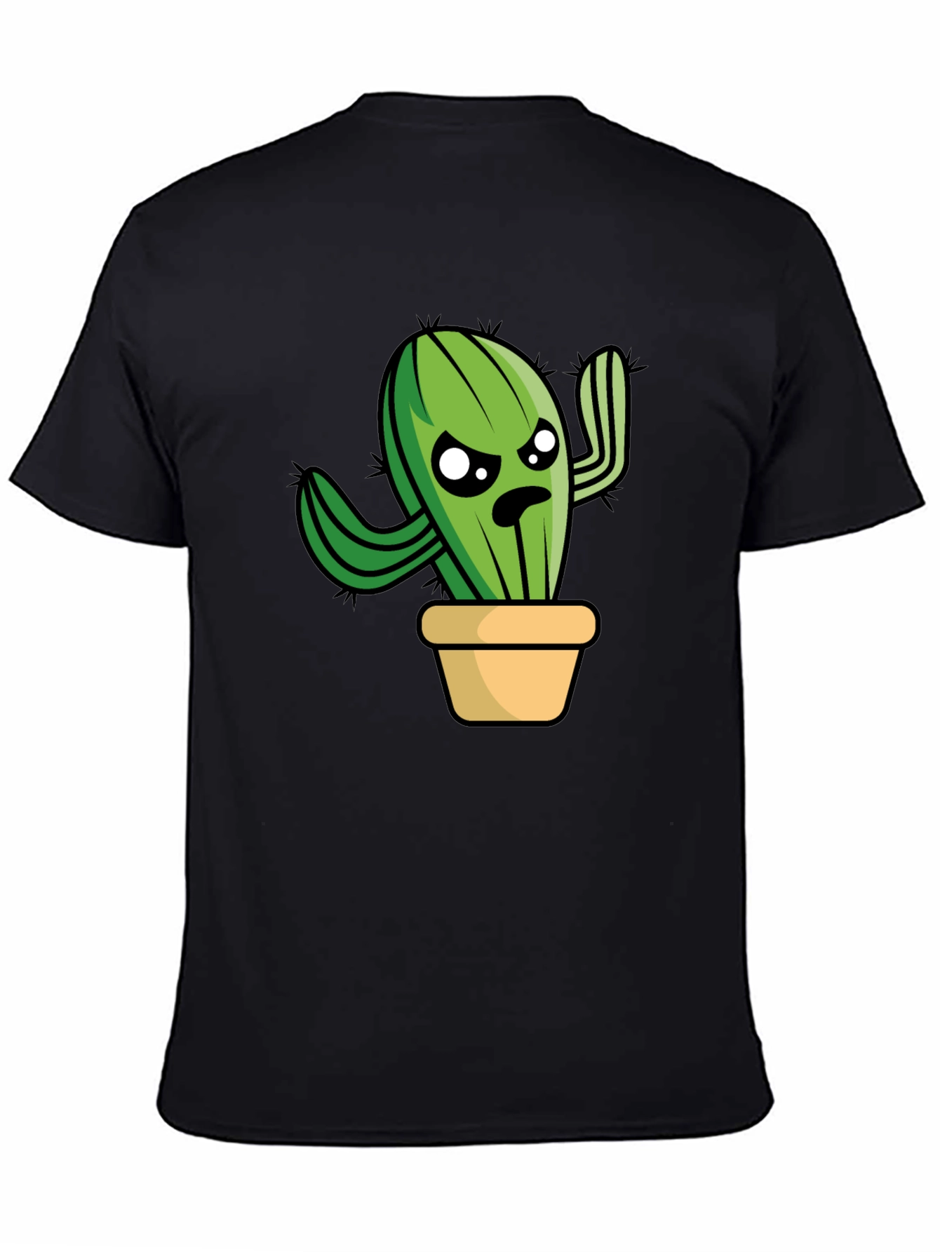 Funny Grumpy Cactus in Pot Graphic T-Shirt