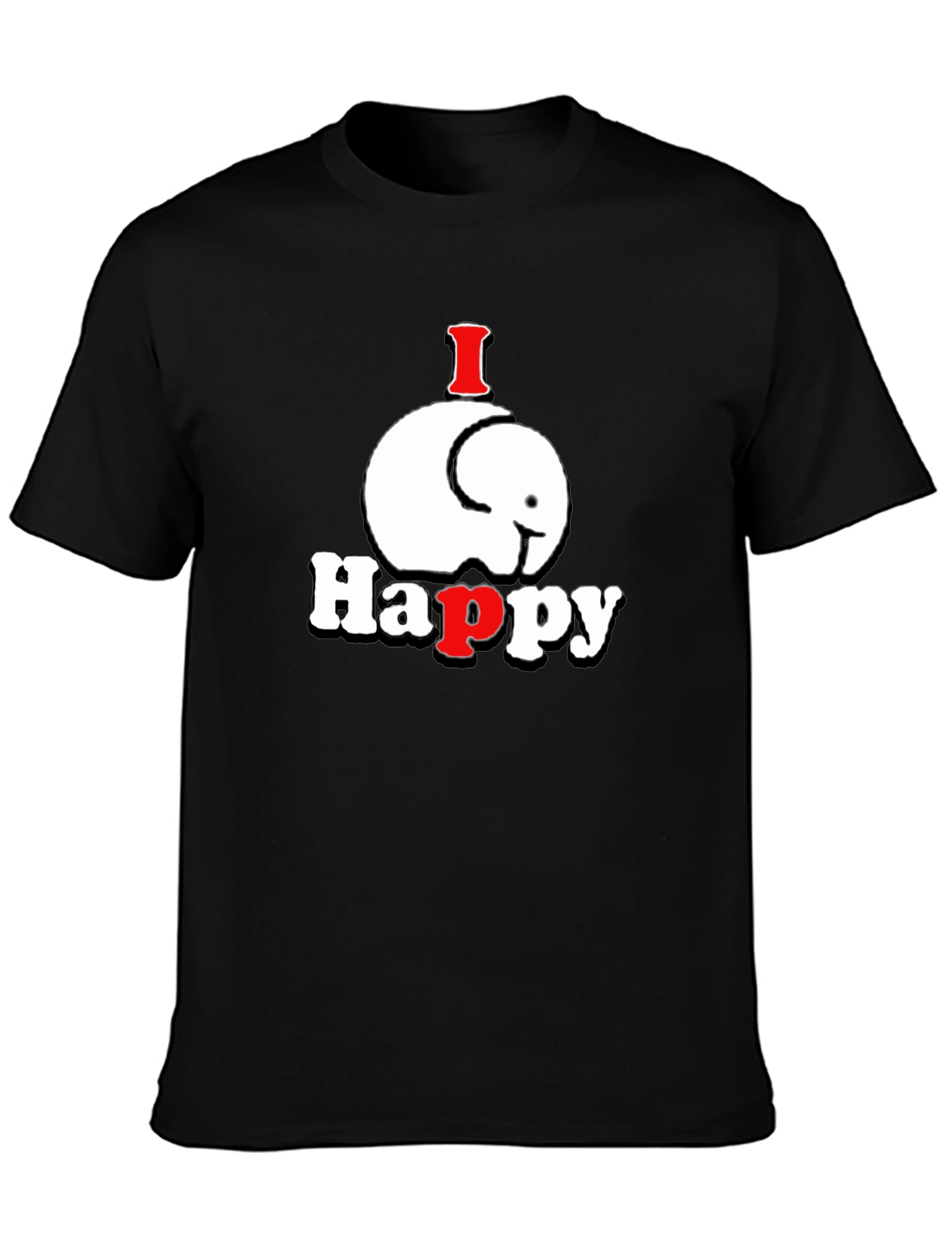 I Happy Elephant Graphic T-Shirt - Black