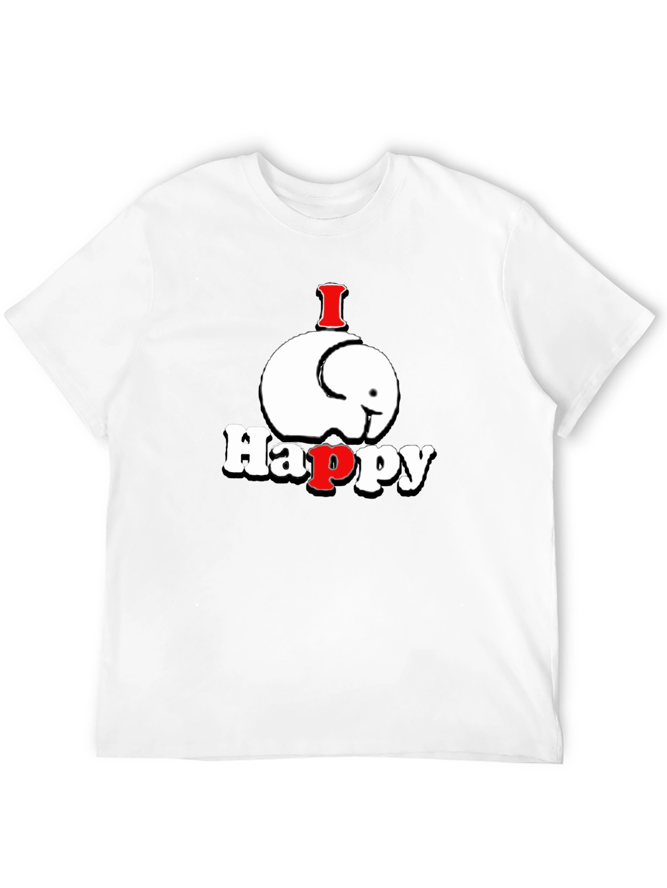 I Happy Elephant Graphic T-Shirt - Black