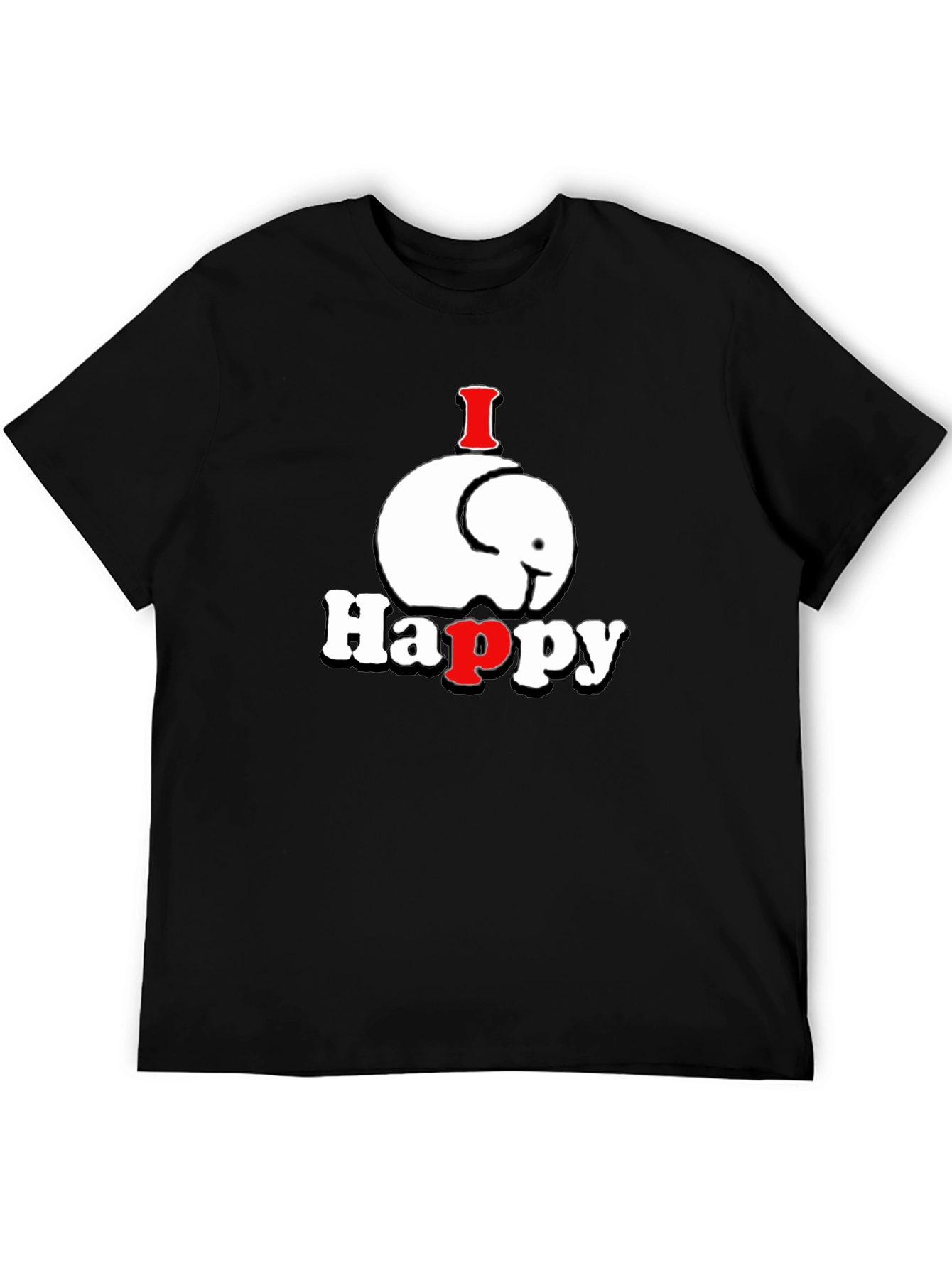 I Happy Elephant Graphic T-Shirt - Black