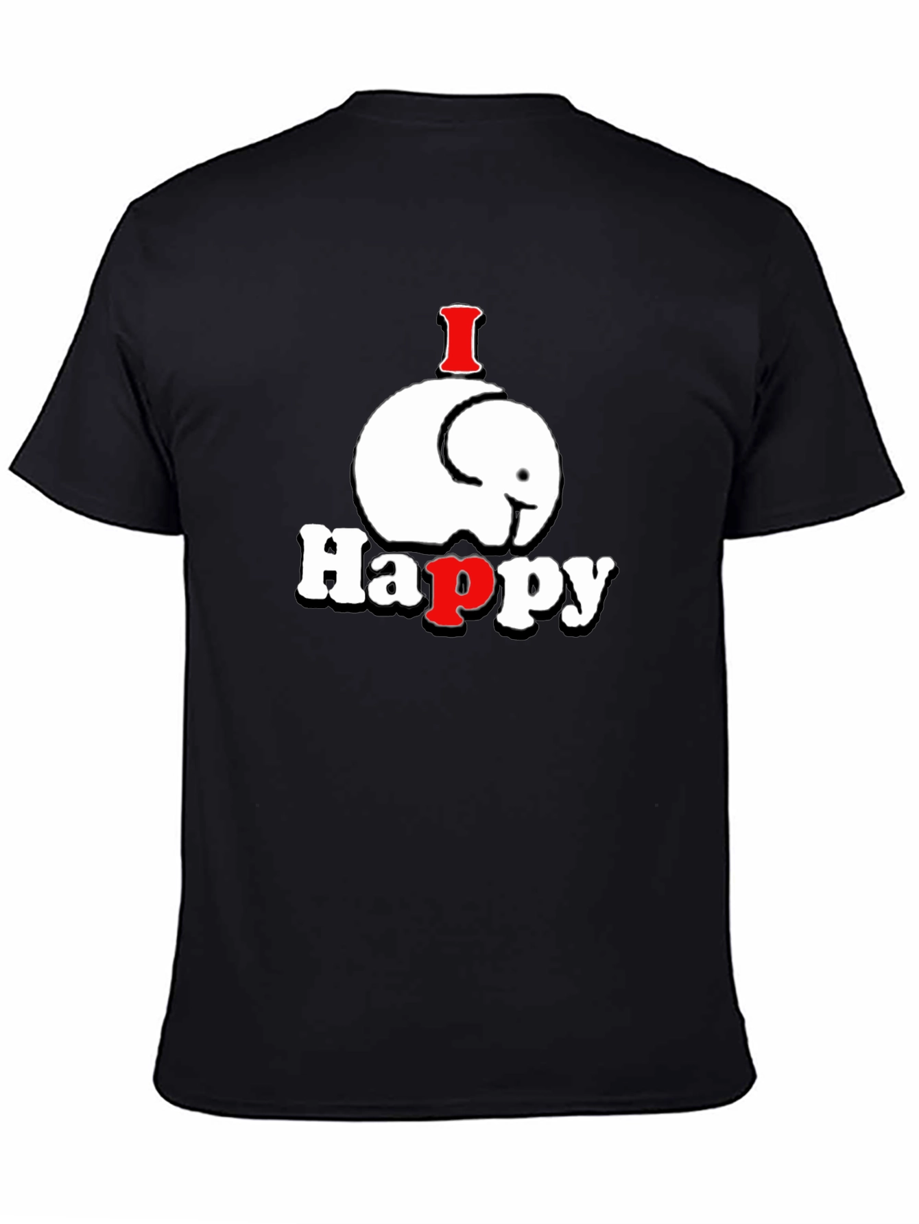 I Happy Elephant Graphic T-Shirt - Black