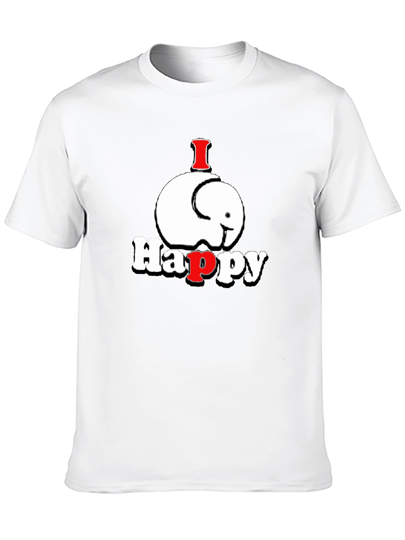 I Happy Elephant Graphic T-Shirt - Black