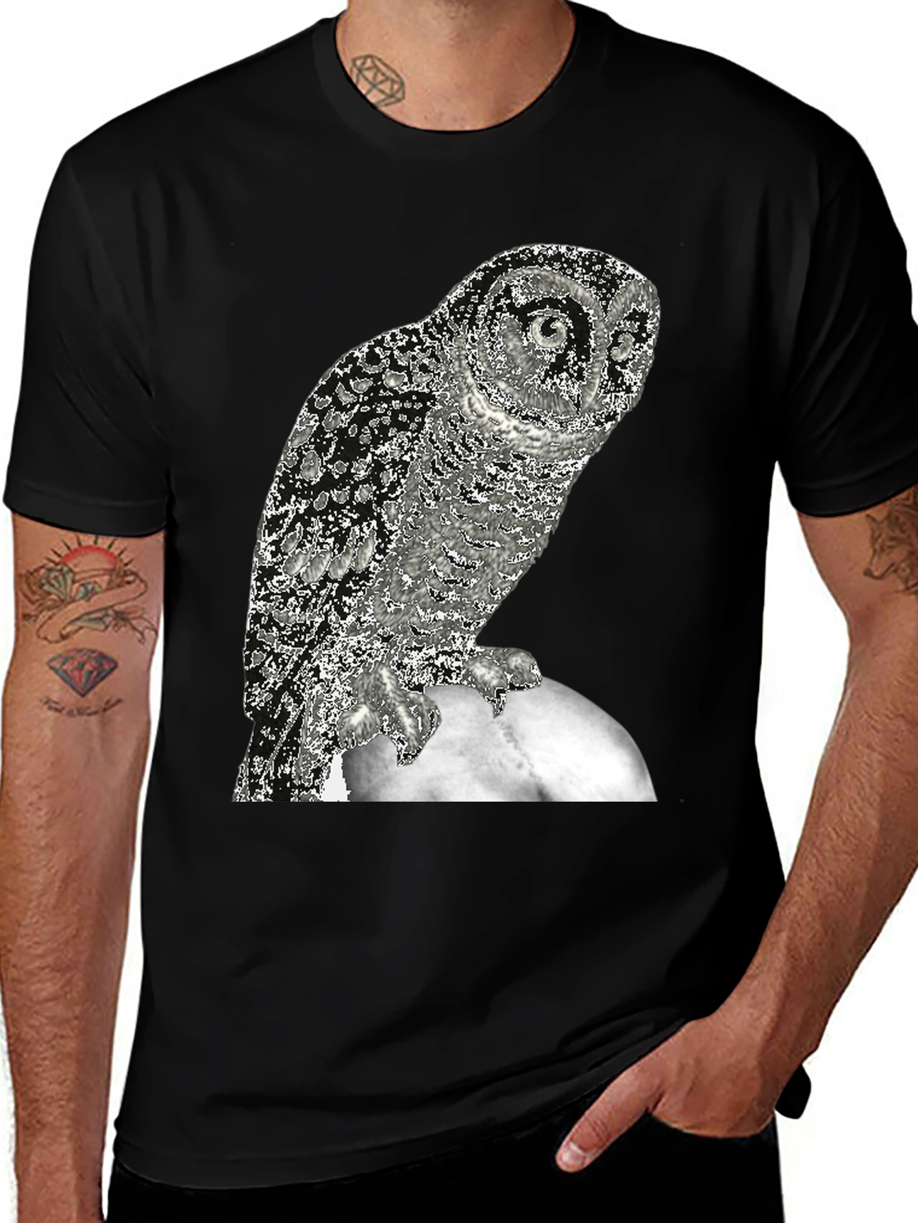 Owl on the Moon Graphic T-Shirt