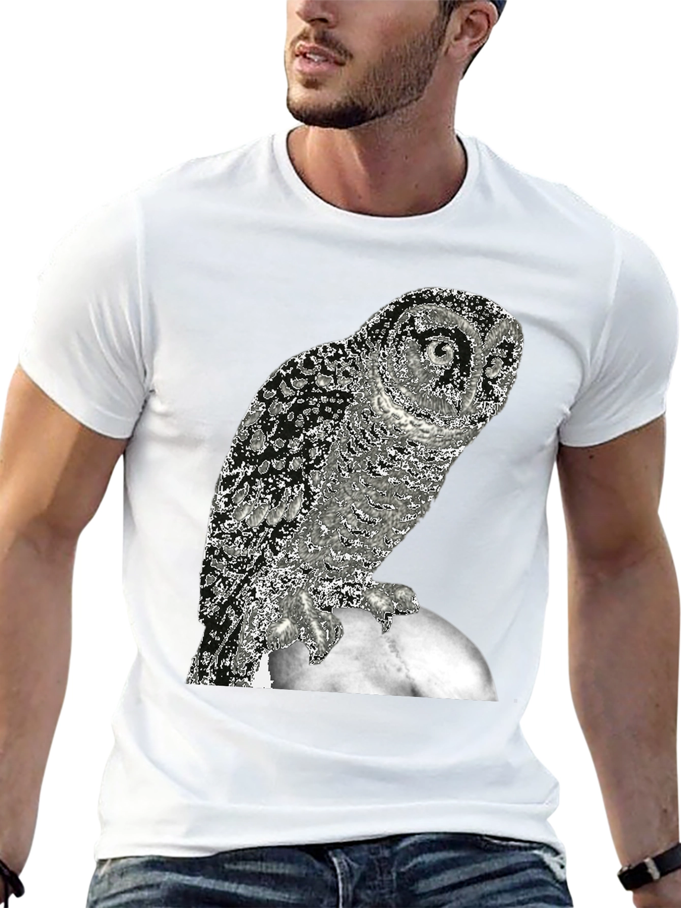 Owl on the Moon Graphic T-Shirt