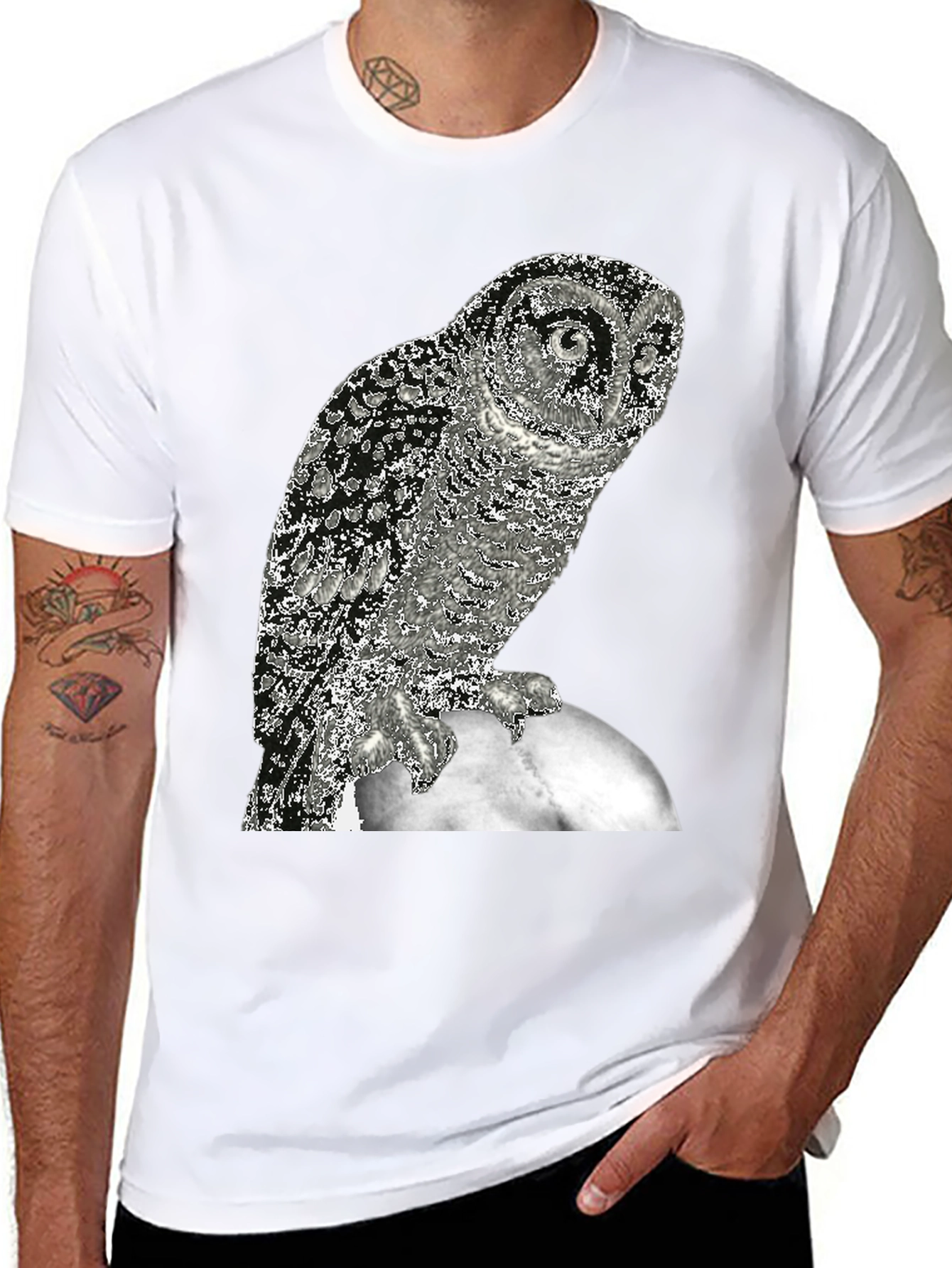 Owl on the Moon Graphic T-Shirt