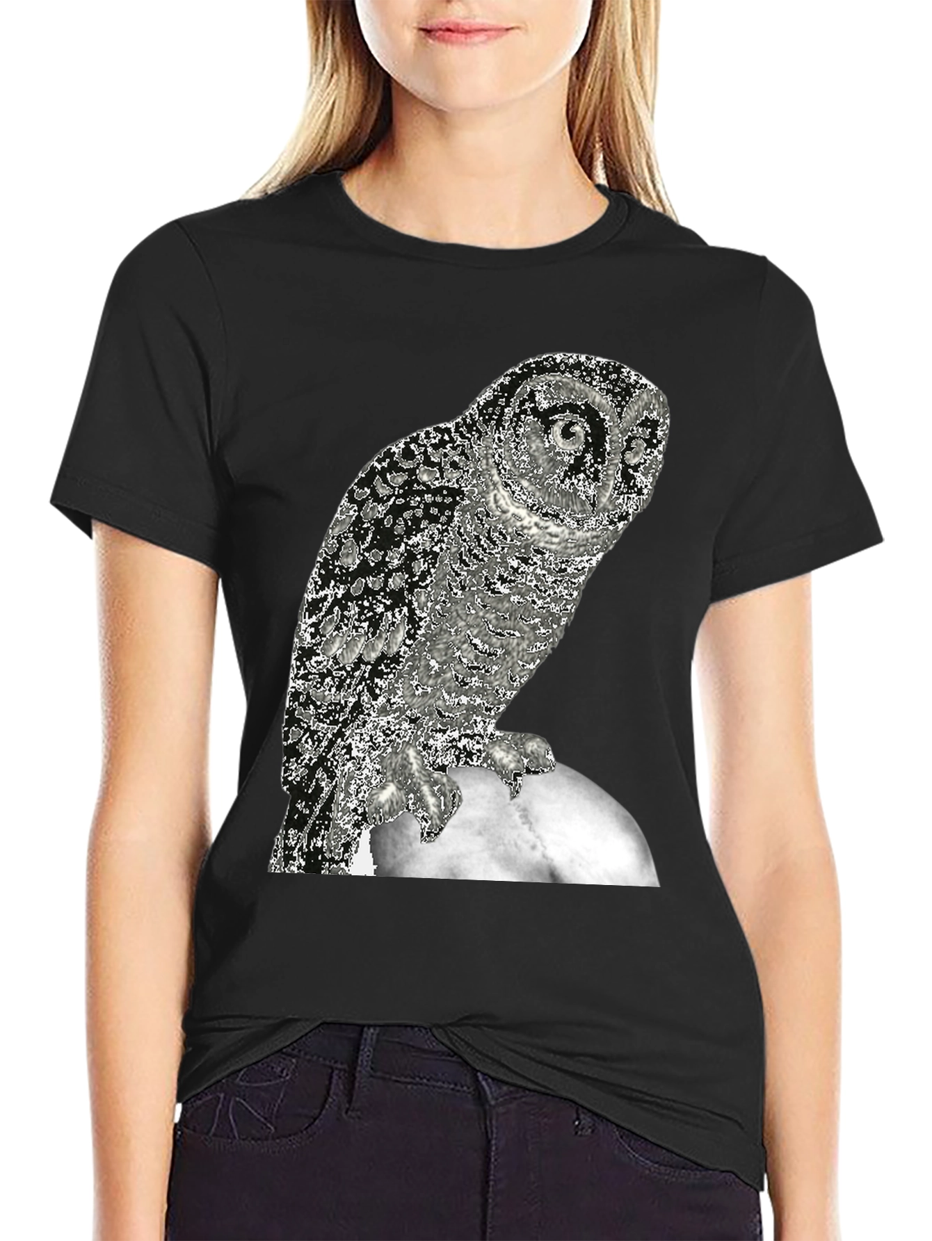 Owl on the Moon Graphic T-Shirt