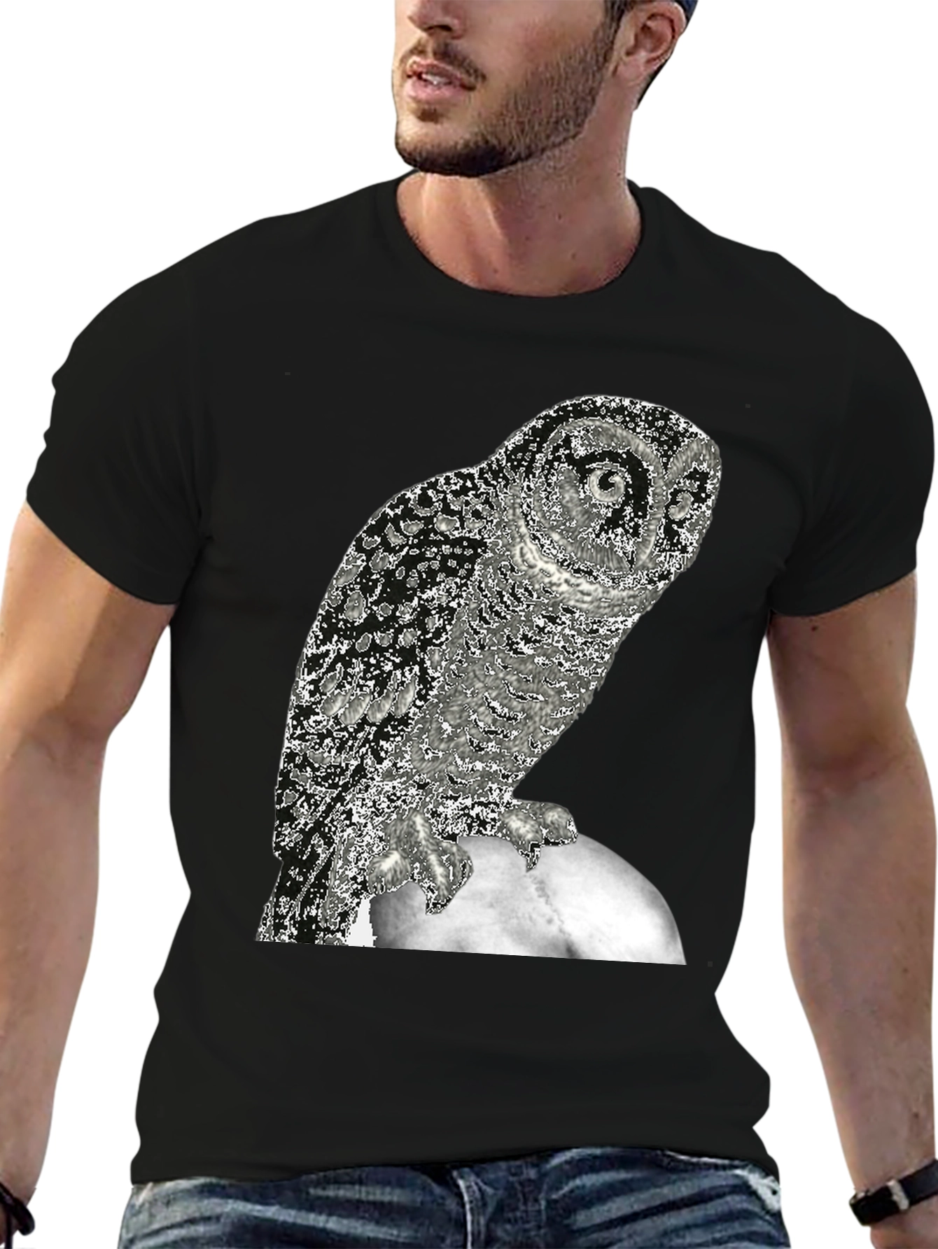 Owl on the Moon Graphic T-Shirt