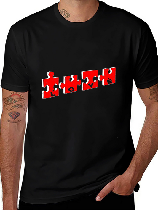 Puzzle Piece Love T-Shirt - Mens Black Tee
