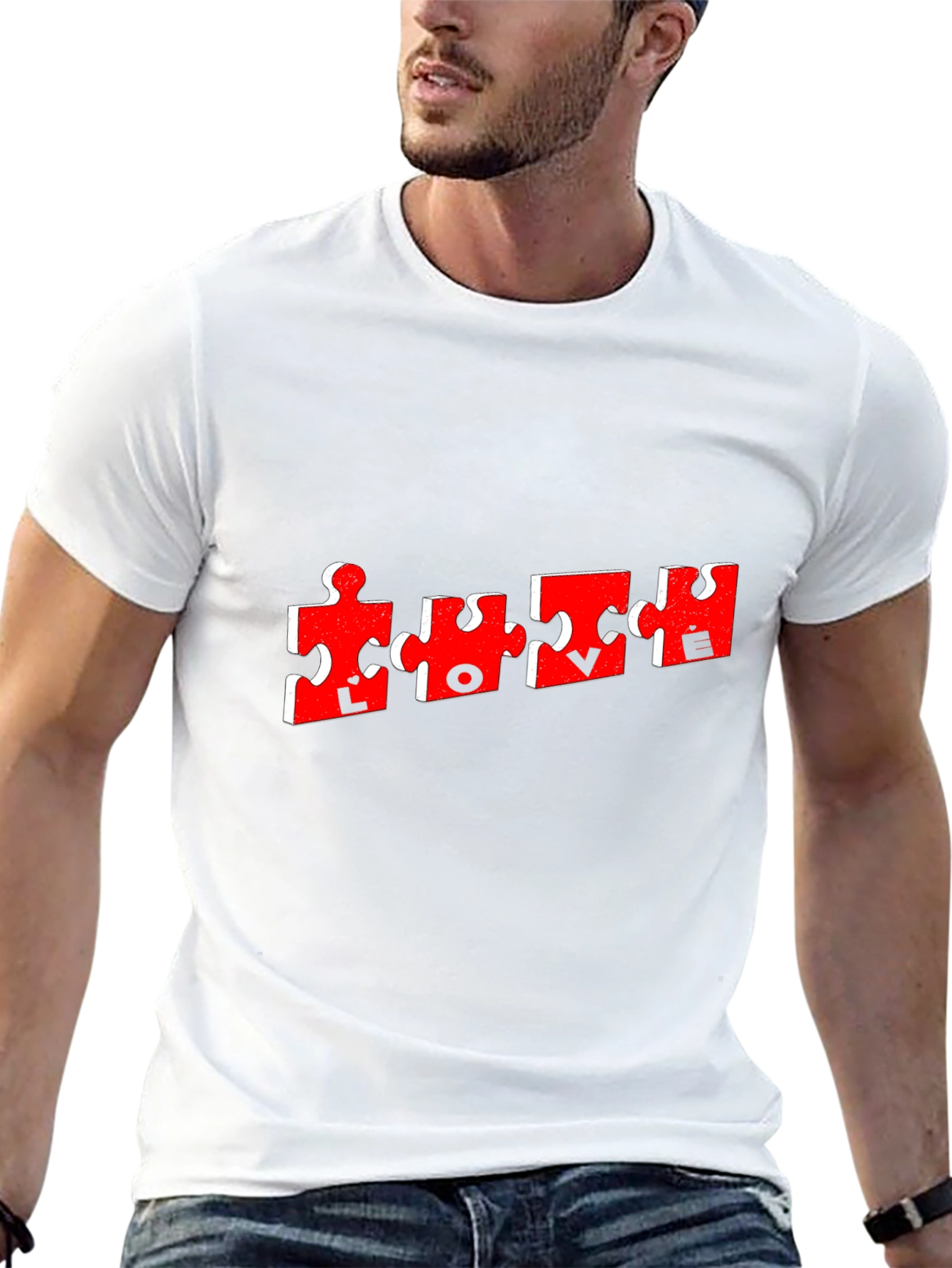 Puzzle Piece Love T-Shirt - Mens Black Tee