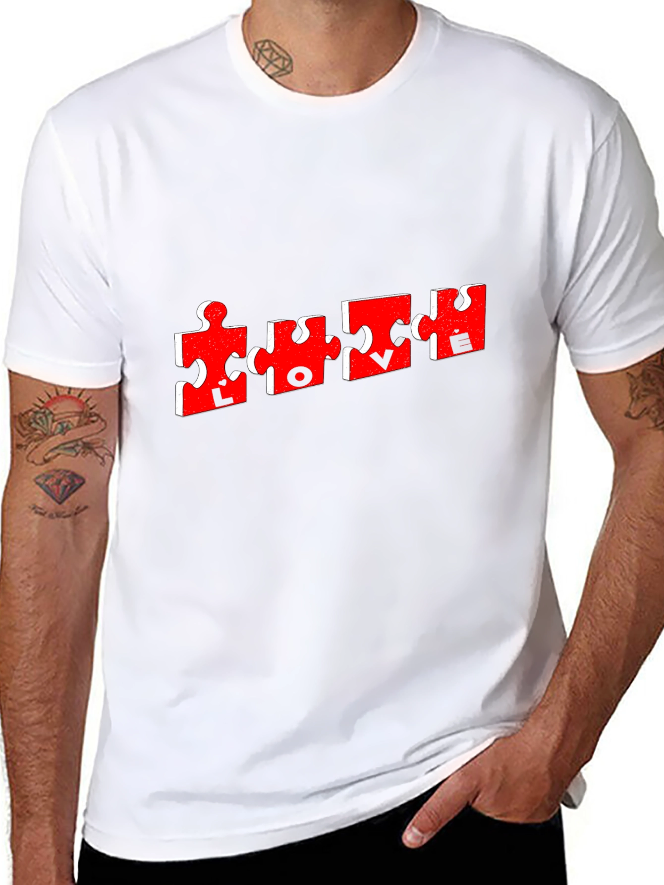 Puzzle Piece Love T-Shirt - Mens Black Tee