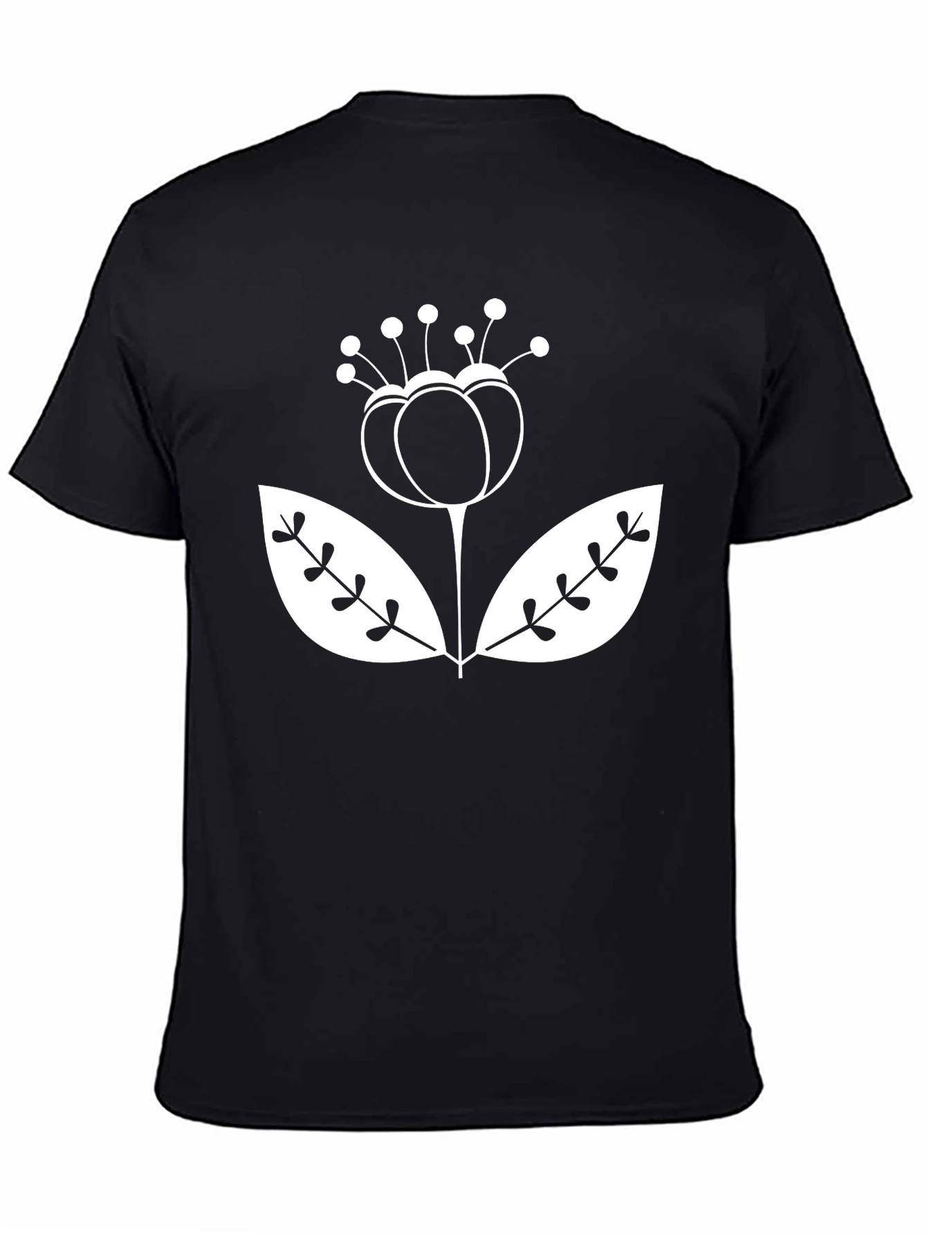 Stylish Floral Graphic Tee - Black