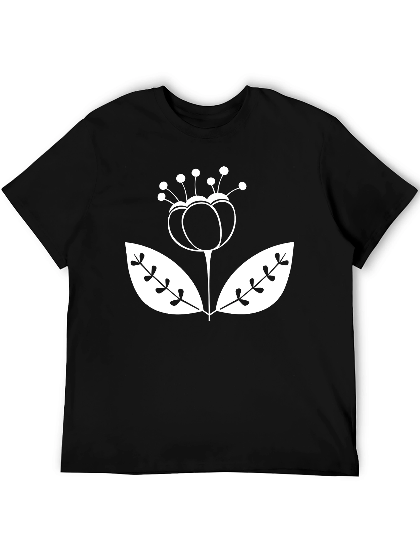 Stylish Floral Graphic Tee - Black