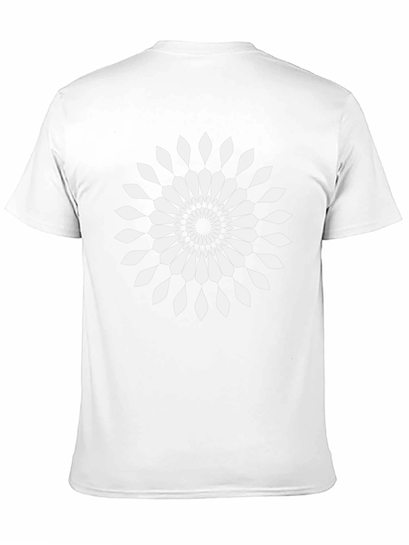 Black T-Shirt with White Geometric Floral Design