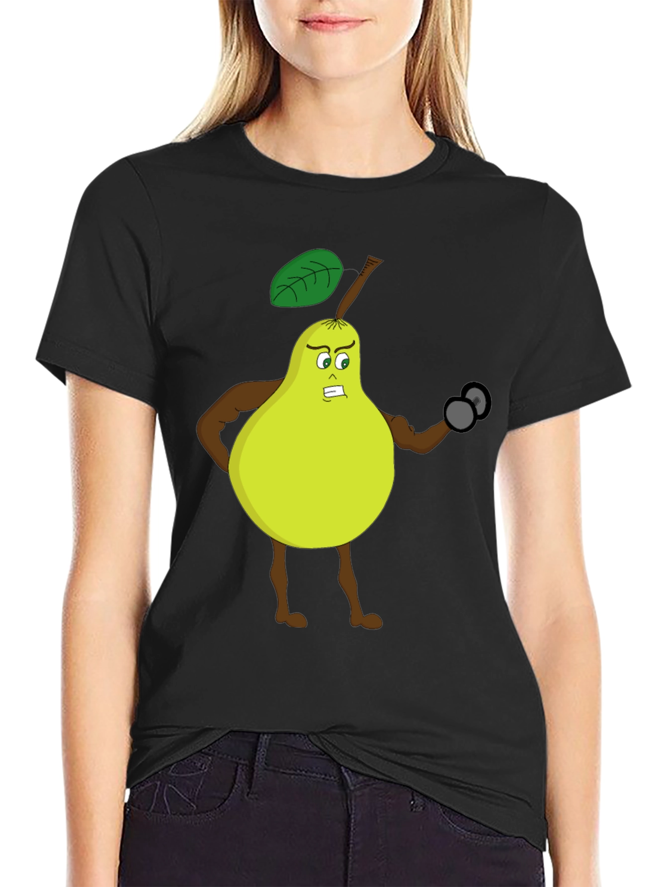 Funny Gym Pear Black T-Shirt