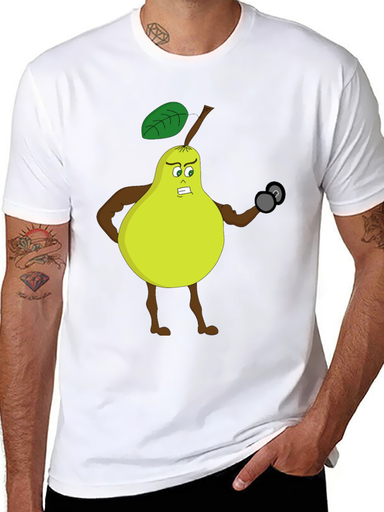 Funny Gym Pear Black T-Shirt