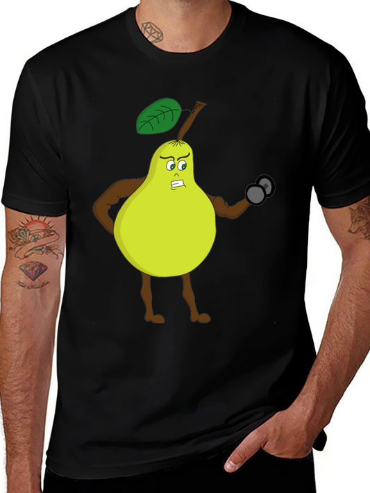 Funny Gym Pear Black T-Shirt