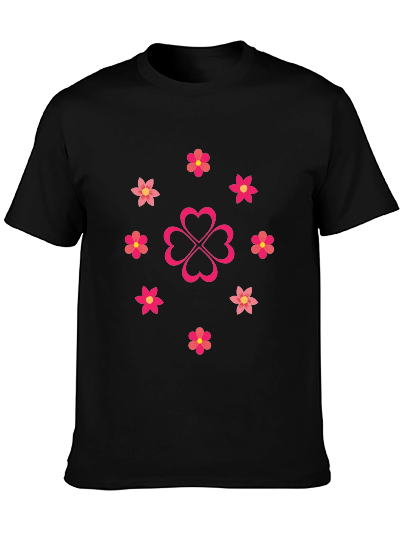 Lucky Flower Black T-Shirt