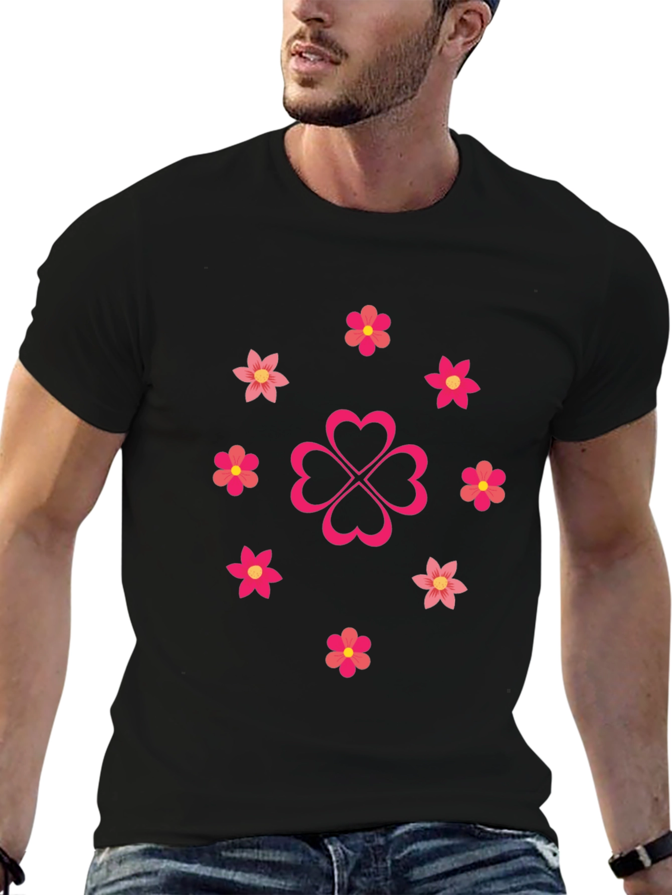 Lucky Flower Black T-Shirt