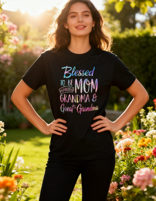 Blessed Multigenerational Mom Grandma Great-Grandma 100% Cotton T-Shirt - Unisex Versatile Family Pride TeeT584490