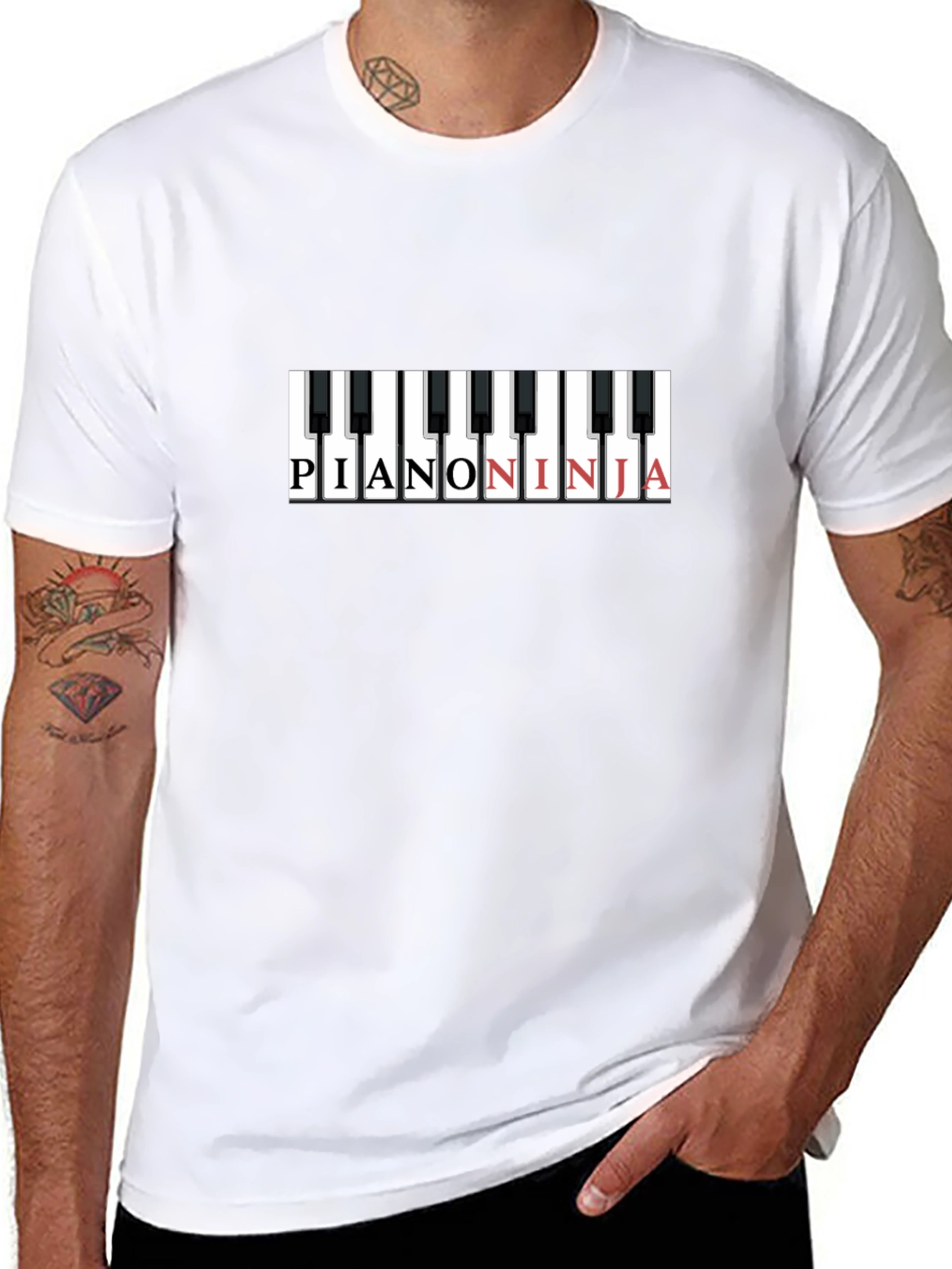 Piano Ninja Graphic T-Shirt - Cool Music Tee