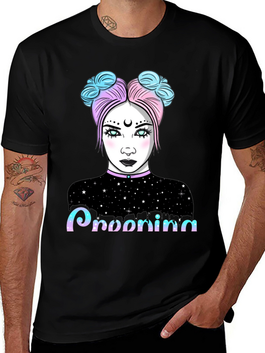 Pastel Goth Girl Graphic Tee - Midnight Starry Design