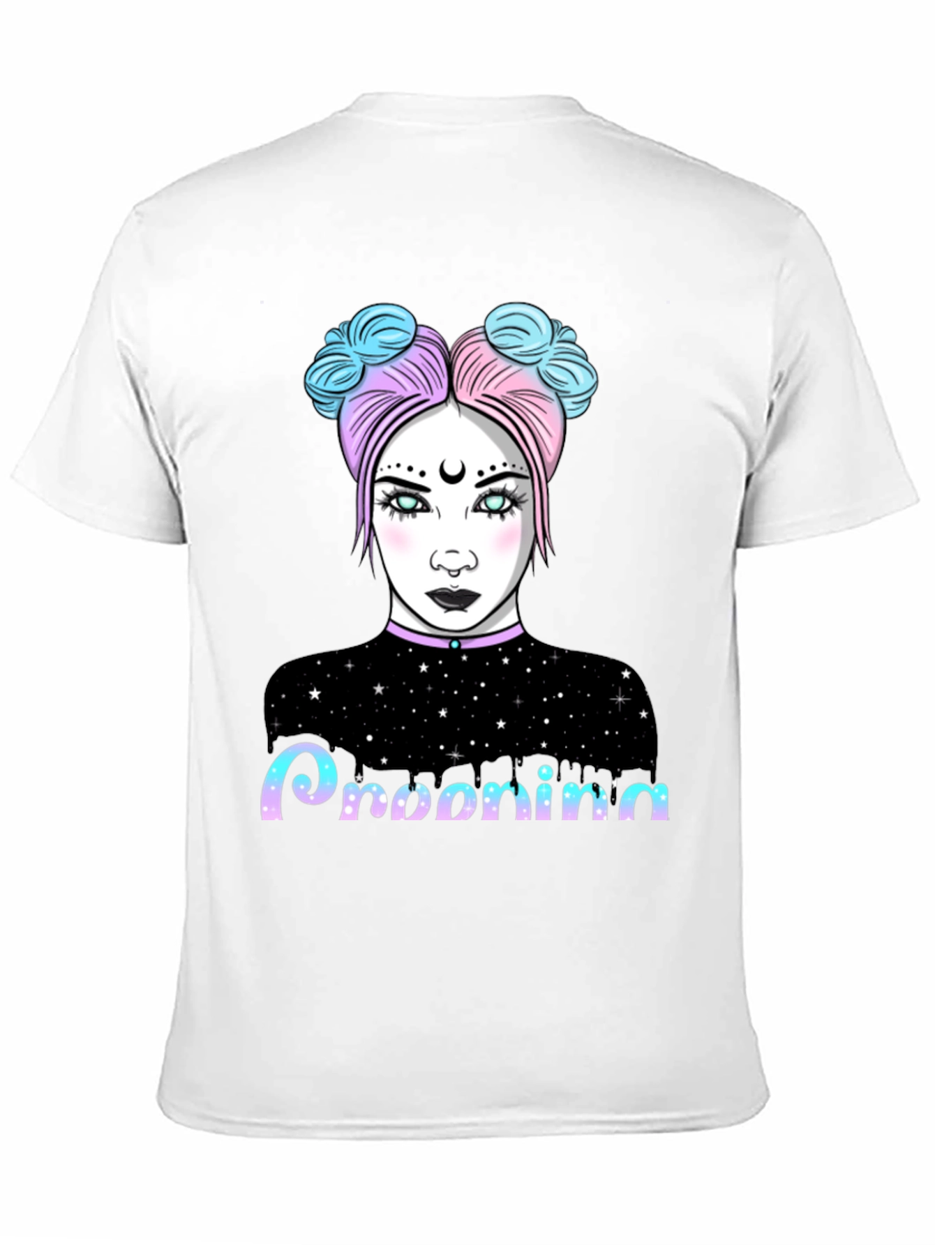 Pastel Goth Girl Graphic Tee - Midnight Starry Design