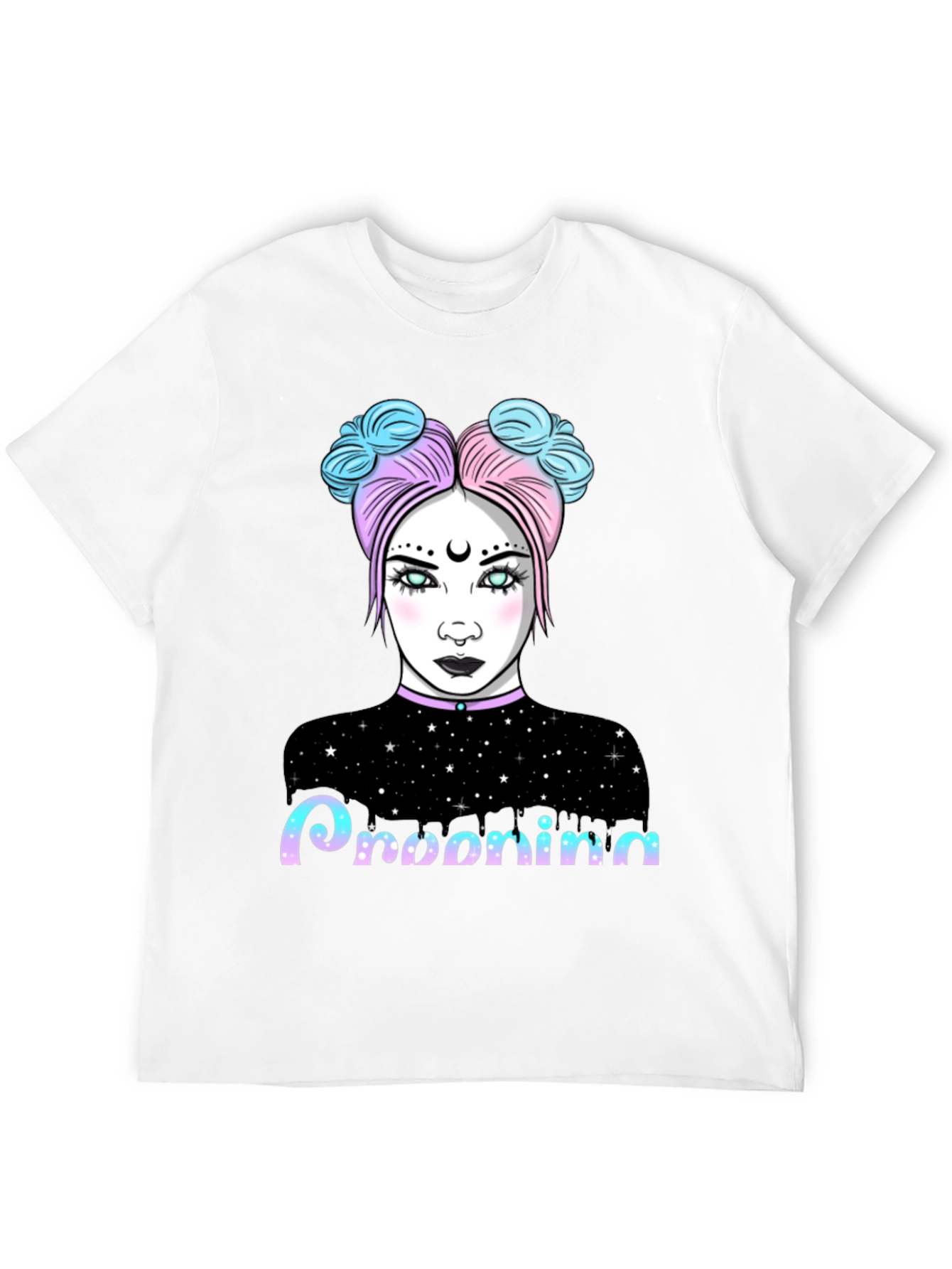 Pastel Goth Girl Graphic Tee - Midnight Starry Design