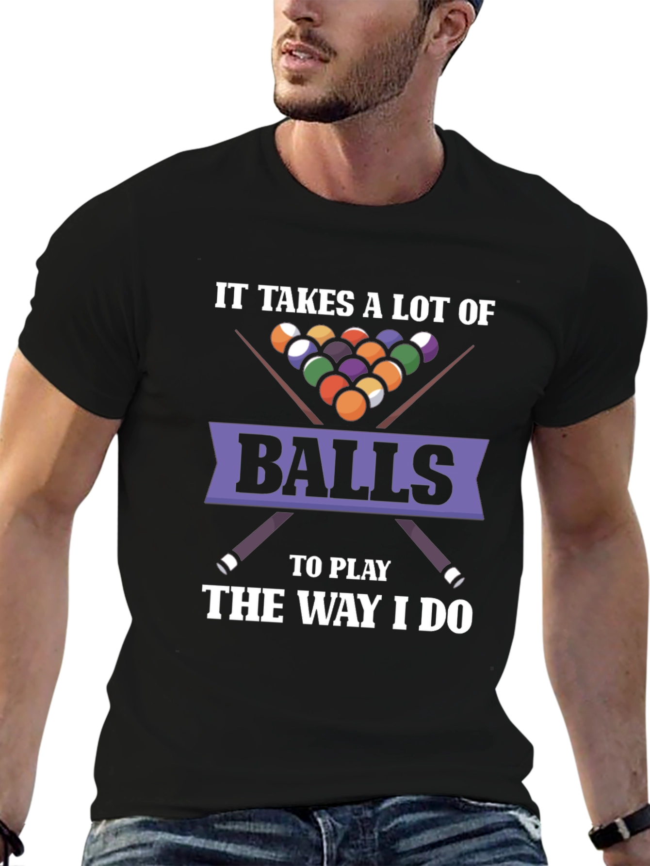 It Takes Balls T-Shirt - Funny Billiards Graphic Tee