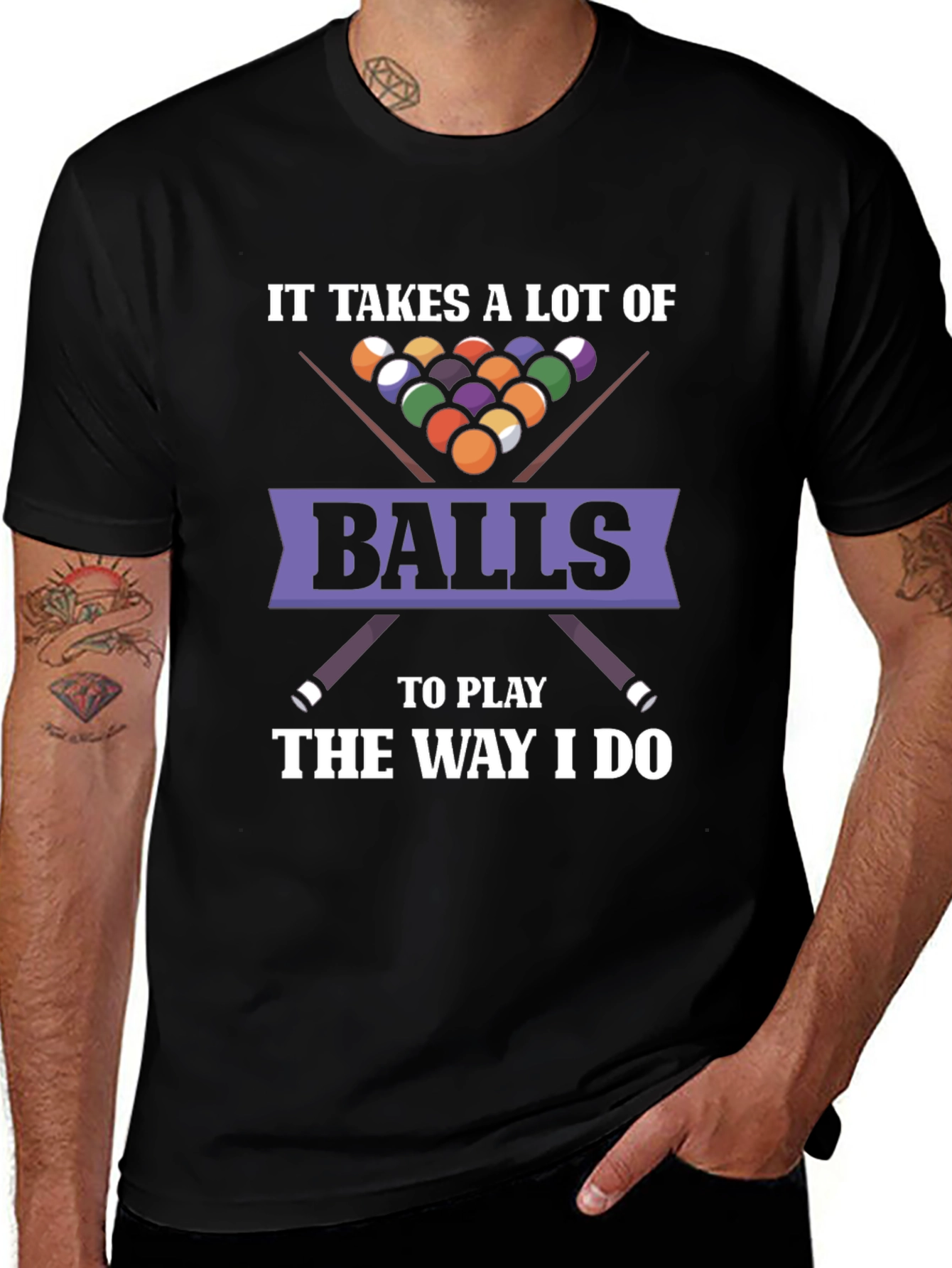 It Takes Balls T-Shirt - Funny Billiards Graphic Tee