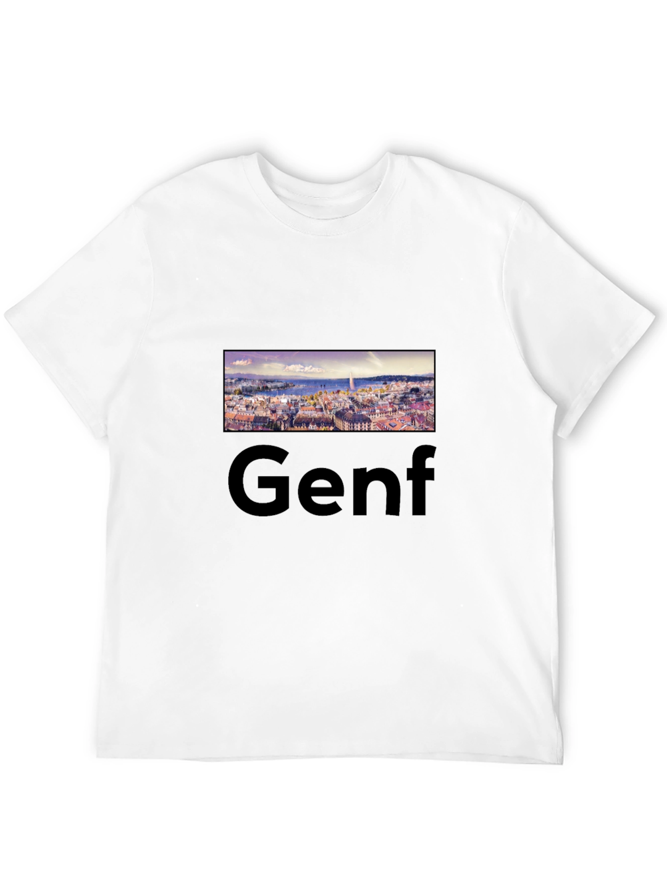 Geneva Skyline Black Tee - Cityscape T-Shirt