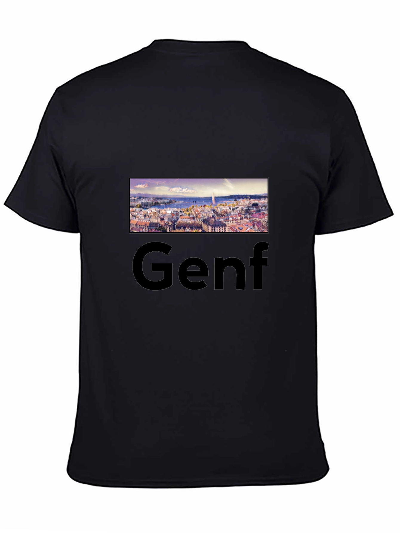Geneva Skyline Black Tee - Cityscape T-Shirt