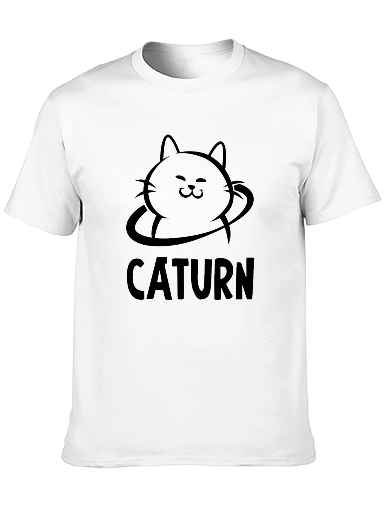CATURN Black Graphic Tee - Cat Planet Saturn T-Shirt