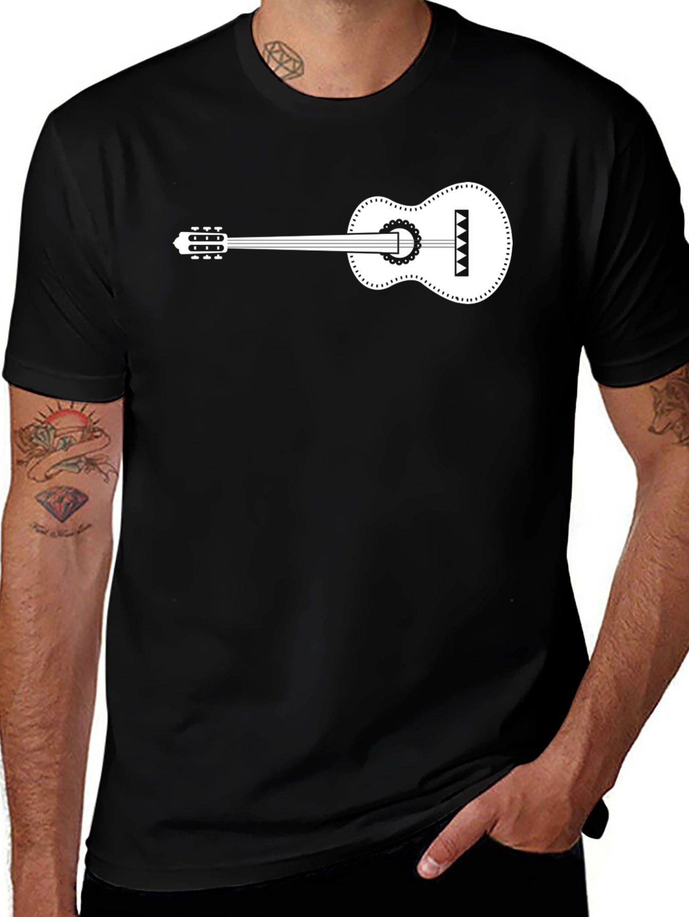 Guitar Graphic Tee - Black Cotton Comfort