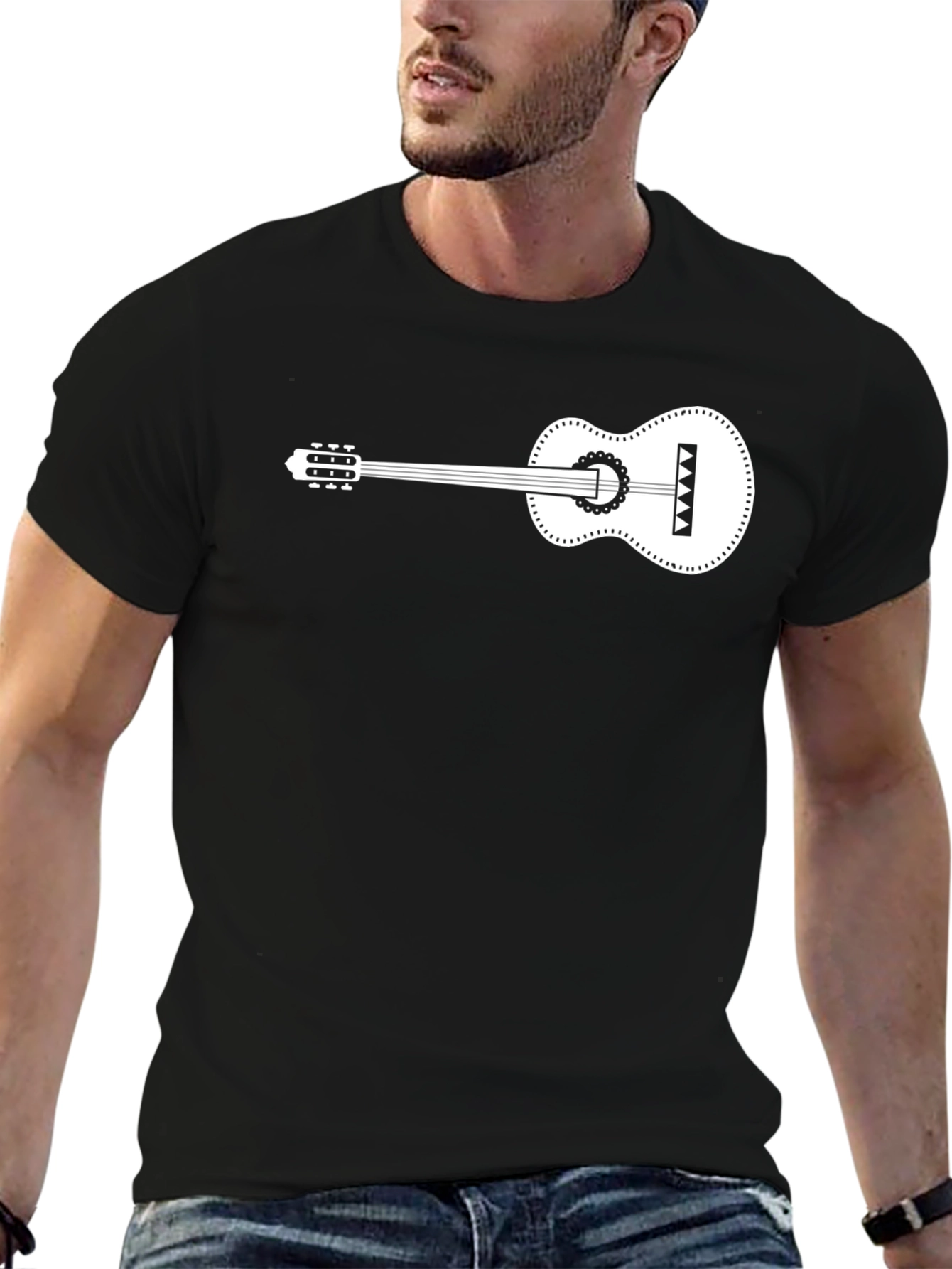 Guitar Graphic Tee - Black Cotton Comfort