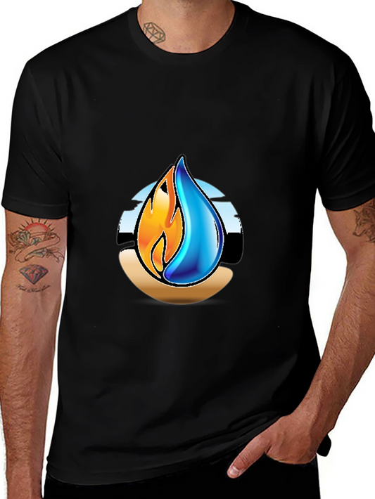 Fire & Water Graphic T-Shirt - Elemental Design