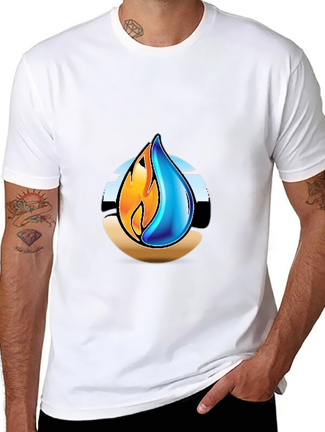 Fire & Water Graphic T-Shirt - Elemental Design