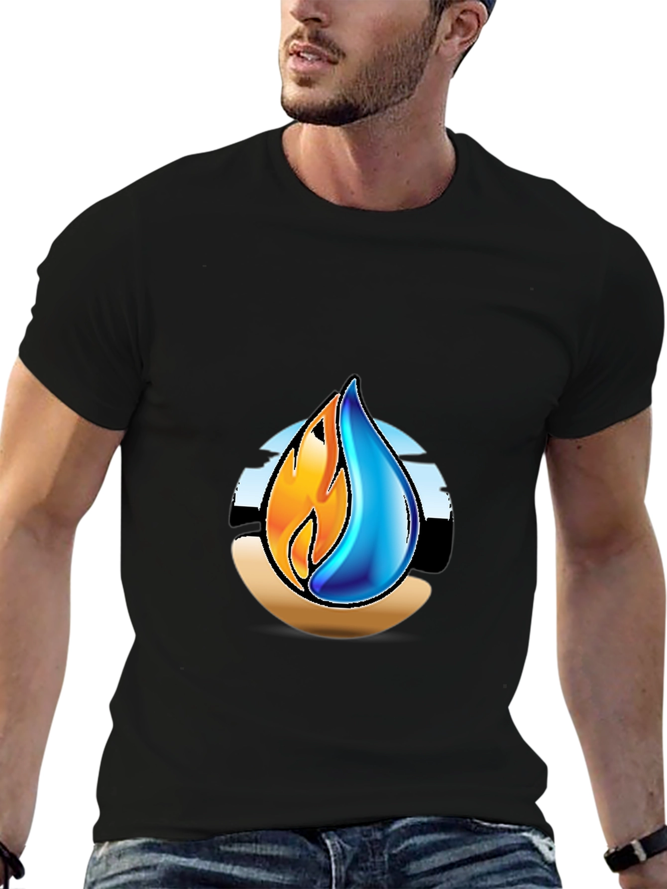 Fire & Water Graphic T-Shirt - Elemental Design