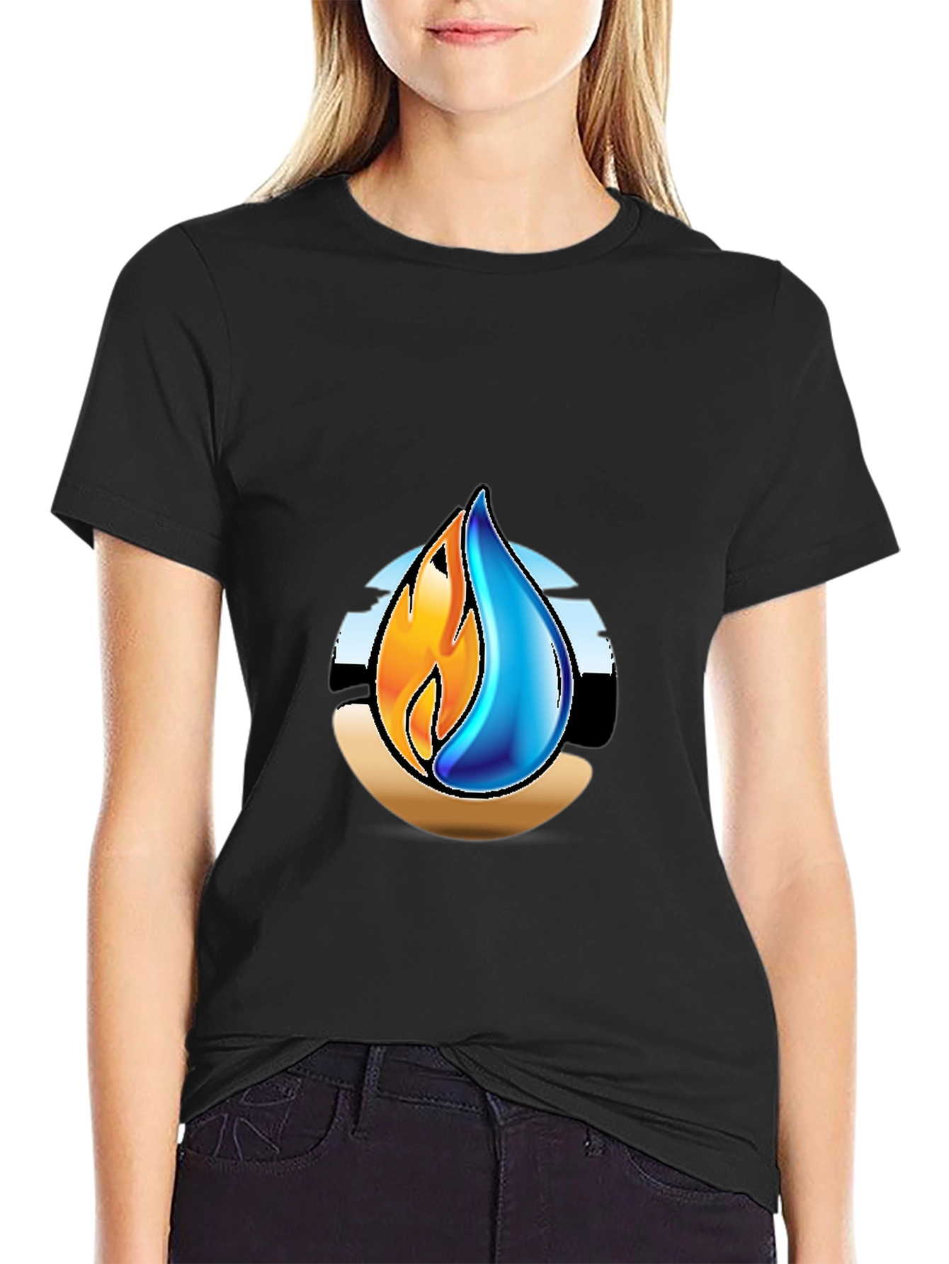 Fire & Water Graphic T-Shirt - Elemental Design