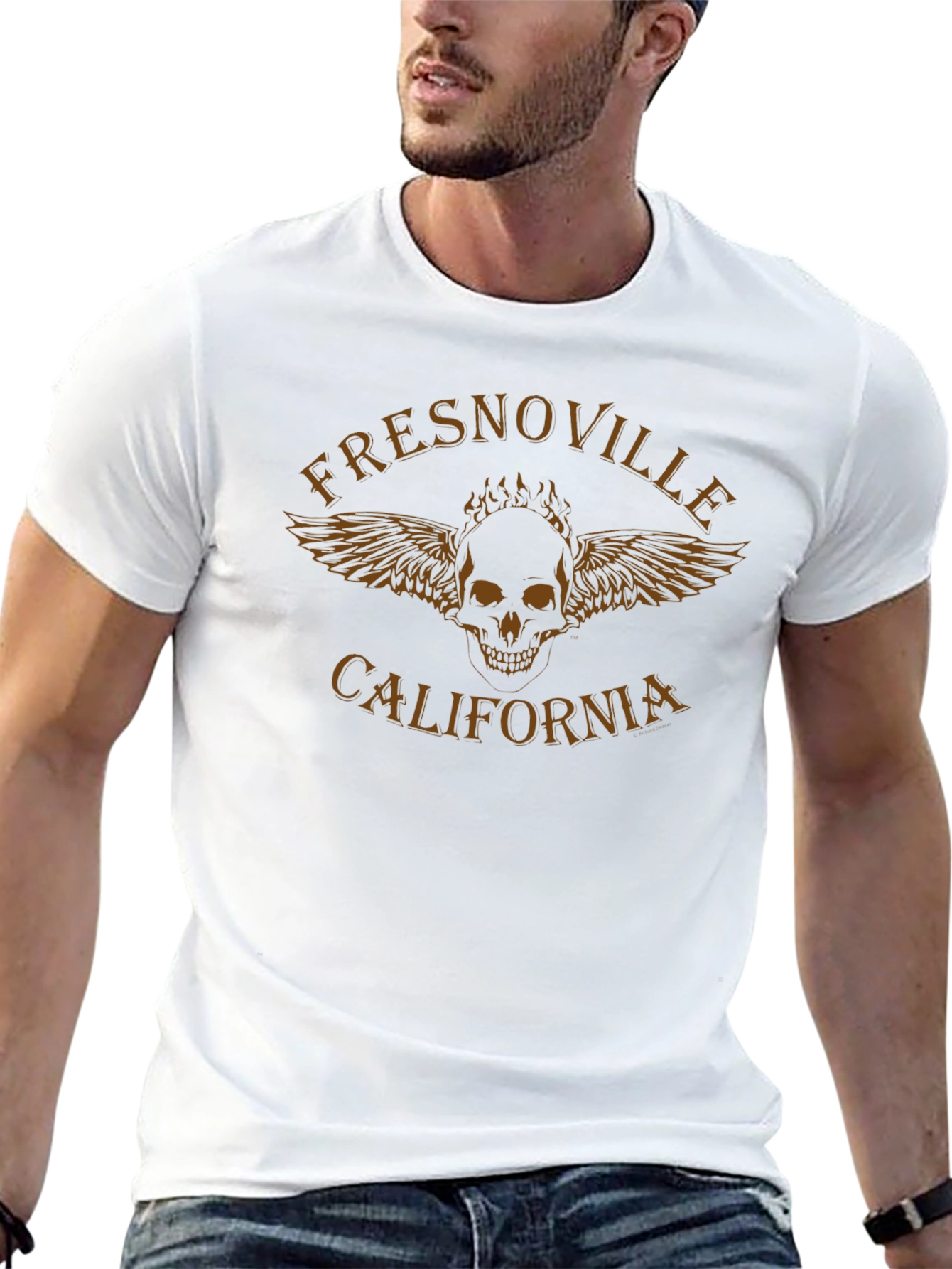 Fresnoville California Skull Wings Graphic Tee - Black