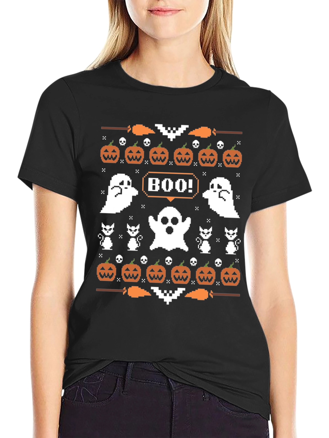 Boo Halloween Pixel Art T-Shirt